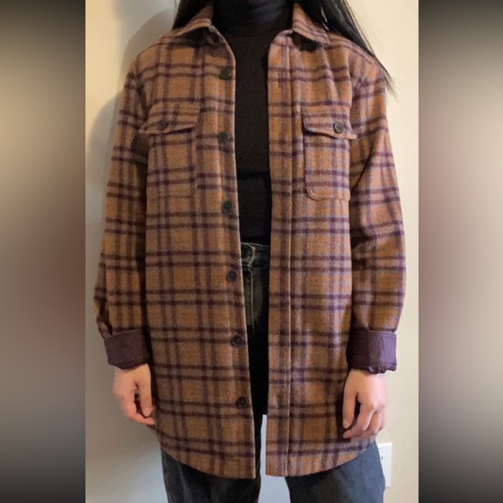 Frank & Oak Brown Plaid Utility Jacket